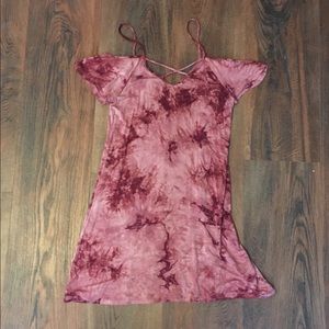 Tie Dye Off The Shoulder T Shirt Dress